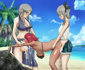 Page 64 of FUTA x FUTA Kasshoku Bakune Futanari ga Yarichin Futanari Shimai ni Yararechau Hanashi - preview thumbnail