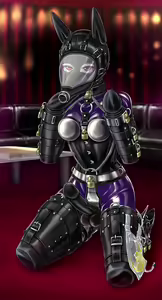 chastity belt rubber girl and pet play girl — hentai manga cover on Fhentai