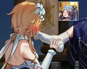 Page 10 of Genshin Impact Lumine x Ayaka Foot Worship - preview thumbnail