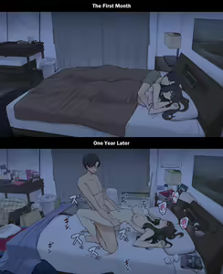 Page 26 of Dousei Seikatsu Ikkagetsume to Ichinen Ato, Asaokite kara Shuushin made no Hikaku | A Day in the Life of a Couple: Their First Month Living Together vs. One Year Later - preview thumbnail