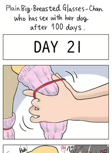 Page 21 of Plain Big-Breasted Glasses-Chan who has sex with her dog after 100 days - preview thumbnail
