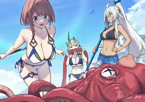 Tako to Hitoyo-chantachi | 被章鱼怪侵犯的一夜酱 — hentai manga cover on Fhentai
