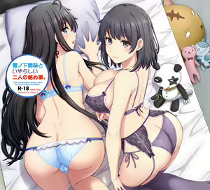 Yukinoshita Shimai to Iyarashii Futari no Himegoto. - The Yukinoshita sisters each have sex with hachiman. — hentai manga cover on Fhentai