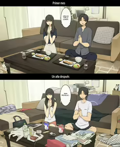 Page 7 of Dousei Seikatsu Ikkagetsume to Ichinen Ato, Asaokite kara Shuushin made no Hikaku | A Day in the Life of a Couple: Their First Month Living Together vs. One Year Later - preview thumbnail