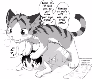 Page 14 of Ningen ga Kitsune ni Shou o Nomasareta Nochi Okasareru | A human boy becomes small and gets fucked by a male fox (decensored) - preview thumbnail