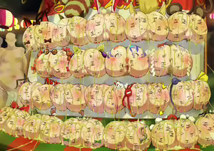 Page 16 of A food stall lined with butts with faces painted on them - preview thumbnail