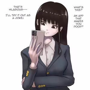 Unko sa seru apuri o ukkari jibun ni kakeru | Accidentally using a poop-inducing app on yourself - hentai manga cover image