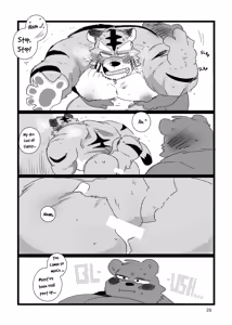 Page 27 of a book about getting lovey dovey with an old tiger with kansai accent in a public bathouse - preview thumbnail