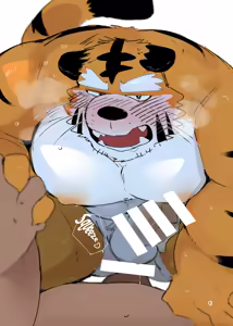 Page 5 of a book about getting lovey dovey with an old tiger with kansai accent in a public bathouse - preview thumbnail