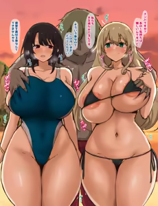 海でチャラ男にナンパされて妊娠する愛宕と高雄 - hentai manga cover image