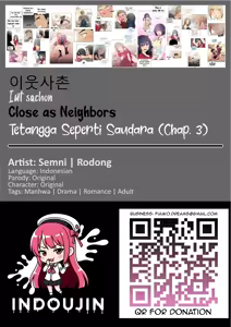 Tetangga Seperti Saudara (Chapter 3) [Indonesian] | 이웃사촌 | Iut-sachon | Close as Neighbors — hentai manga cover on Fhentai