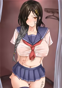 Page 11 of 白雪巴 バイブ・乳首ピアス・落書き・撮影差分（全裸/エロセーラー） - preview thumbnail