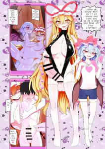 boy gets sanwiched between yukari and remilia — hentai manga cover on Fhentai