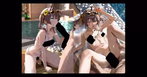 水着まちゅりとプールで野外青姦フェラなかだし交尾CG集❤ - hentai manga cover image
