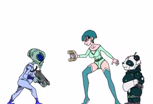 Panda robot VS Grey alien — hentai manga cover on Fhentai