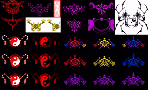 Lewd crests (a.k.a. "womb tattoos") of Touhou Project characters, designed by "Azoth_the_Devil" — hentai manga cover on Fhentai