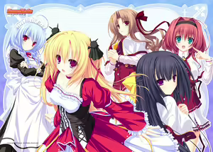 Lunaris Filia ～ Kiss to Keiyaku to Shinku no Hitomi ～ character set — hentai manga cover on Fhentai